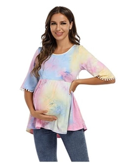 Coolmee Maternity Tunics Women's Maternity Tops Sleeve Balls Casual Tunic Tops Blouse Pregnancy Tee Shirt for Women