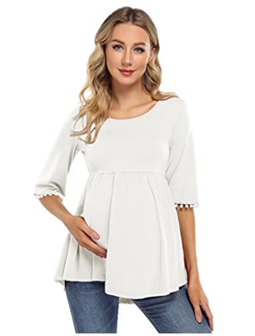 Coolmee Maternity Tunics Women's Maternity Tops Sleeve Balls Casual Tunic Tops Blouse Pregnancy Tee Shirt for Women