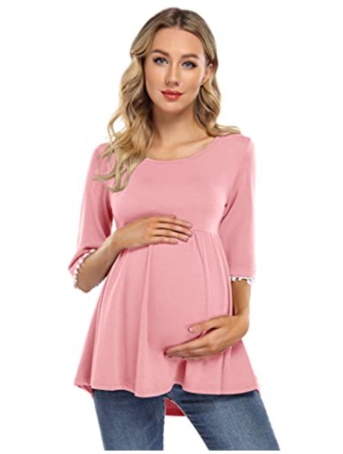 Coolmee Maternity Tunics Women's Maternity Tops Sleeve Balls Casual Tunic Tops Blouse Pregnancy Tee Shirt for Women