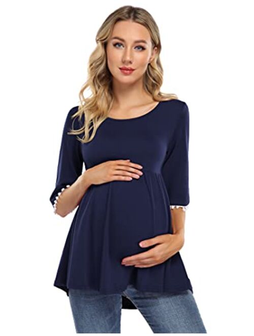 Coolmee Maternity Tunics Women's Maternity Tops Sleeve Balls Casual Tunic Tops Blouse Pregnancy Tee Shirt for Women