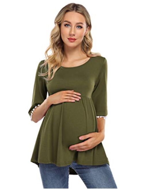 Coolmee Maternity Tunics Women's Maternity Tops Sleeve Balls Casual Tunic Tops Blouse Pregnancy Tee Shirt for Women