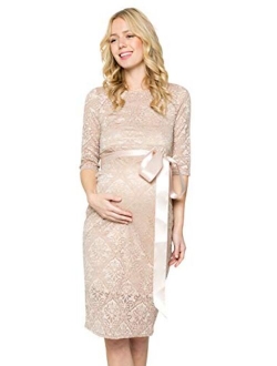 My Bump Women's Premium Lace Baby Shower Party Knee Length Maternity Dress