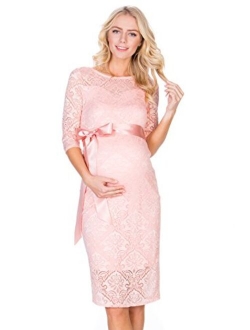 My Bump Women's Premium Lace Baby Shower Party Knee Length Maternity Dress