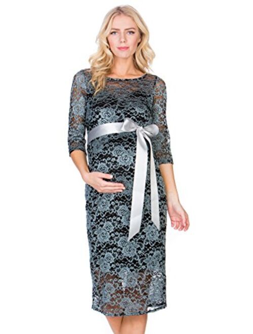 My Bump Women's Premium Lace Baby Shower Party Knee Length Maternity Dress