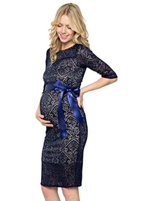 My Bump Women's Premium Lace Baby Shower Party Knee Length Maternity Dress