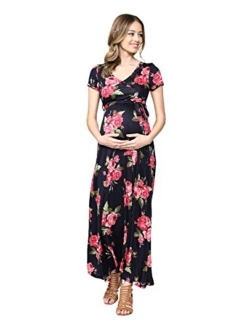 HELLO MIZ Women's Maternity Maxi Dress with Waist Belt