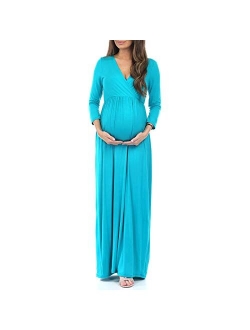 3/4 Sleeve Ruched Maternity Dress W/Empire Waist for Baby Showers or Casual Wear