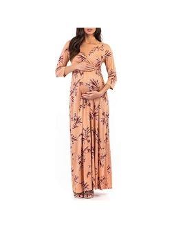 3/4 Sleeve Ruched Maternity Dress W/Empire Waist for Baby Showers or Casual Wear