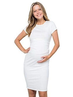 My Bump Women's Organic Cotton Short Sleeve Round Neck Casual Maternity Dress(Made in USA)