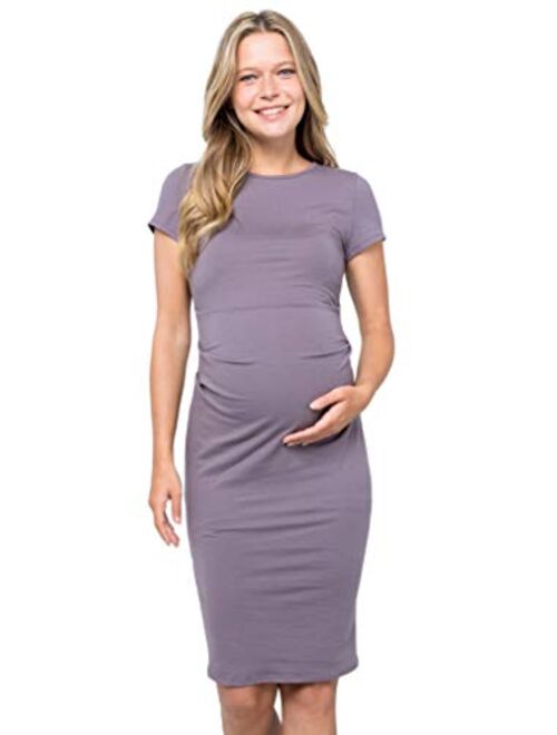 My Bump Women's Organic Cotton Short Sleeve Round Neck Casual Maternity Dress(Made in USA)