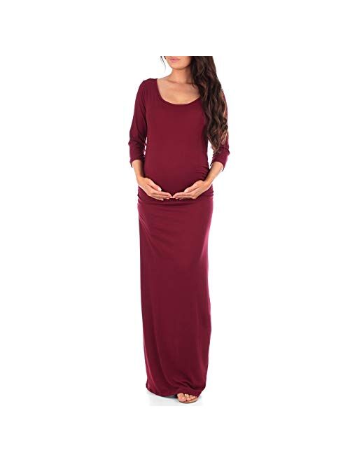 Mother Bee Maternity Women's Ruched Bodycon Maternity Dress in Regular and Plus Sizes