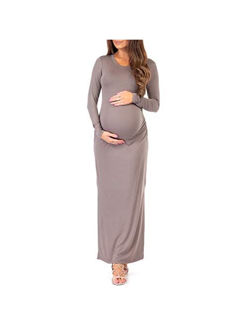 Mother Bee Maternity Women's Ruched Bodycon Maternity Dress in Regular and Plus Sizes