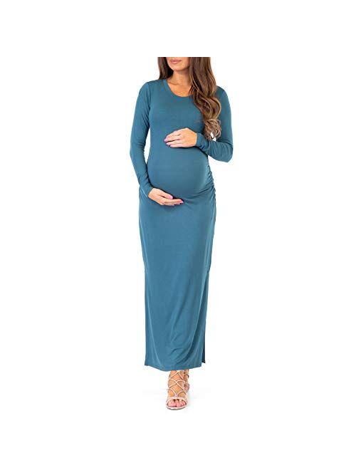 Mother Bee Maternity Women's Ruched Bodycon Maternity Dress in Regular and Plus Sizes