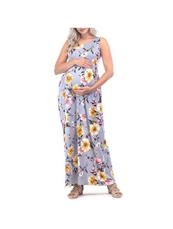 Women's Sleeveless Ruched Maternity Dress with Pockets - Made in USA