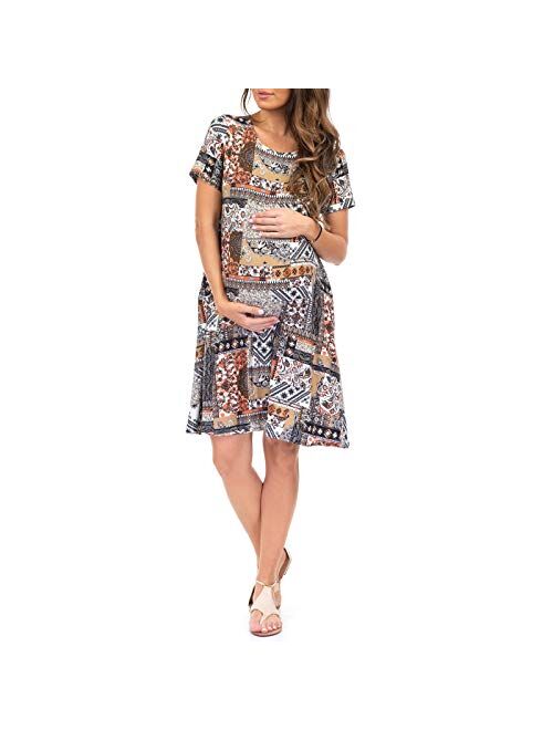 Mother Bee Maternity Women’s Maternity T Shirt Dress with Pockets