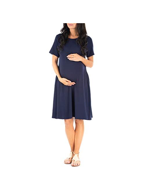 Mother Bee Maternity Women’s Maternity T Shirt Dress with Pockets