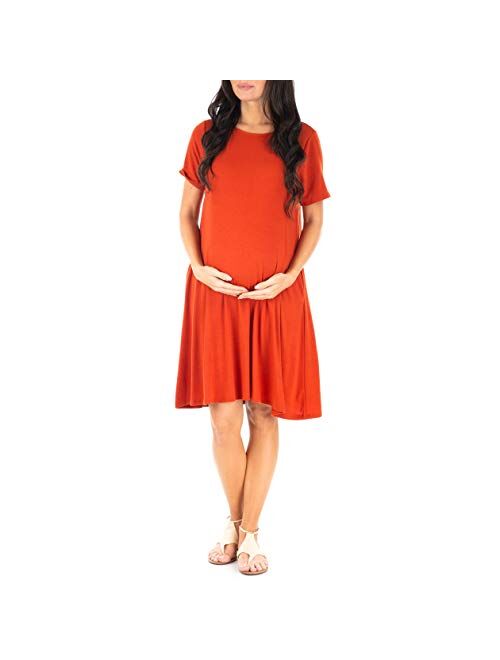 Mother Bee Maternity Women’s Maternity T Shirt Dress with Pockets