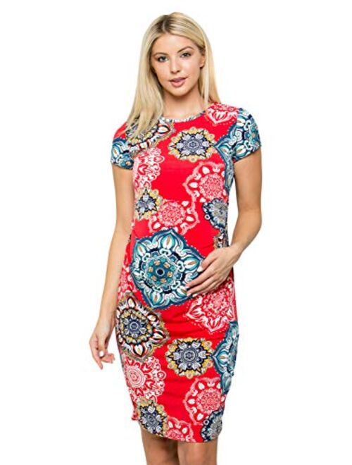 My Bump Women's Maternity Bodycon Causual Short Sleeve Mama Dress(Made in USA)