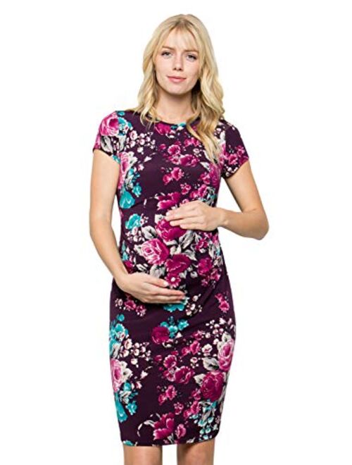 My Bump Women's Maternity Bodycon Causual Short Sleeve Mama Dress(Made in USA)