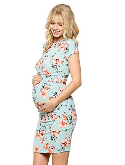 My Bump Women's Maternity Bodycon Causual Short Sleeve Mama Dress(Made in USA)