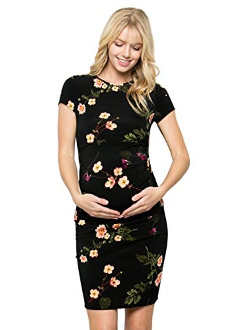 My Bump Women's Maternity Bodycon Causual Short Sleeve Mama Dress(Made in USA)