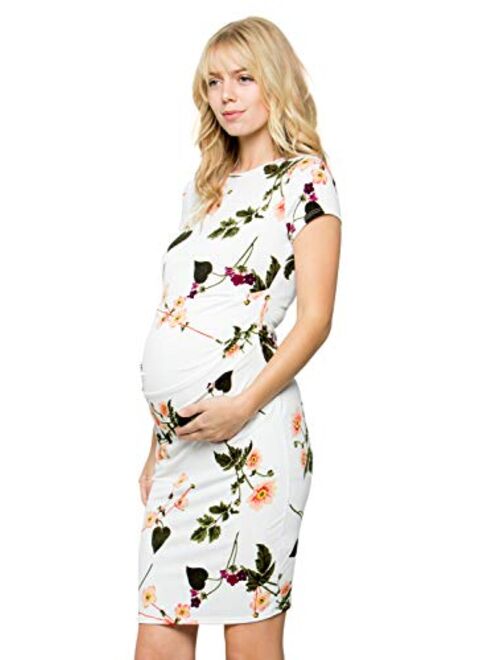 My Bump Women's Maternity Bodycon Causual Short Sleeve Mama Dress(Made in USA)