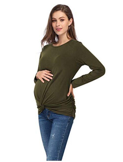 Coolmee Maternity Shirts Women's V Neck Side Button Plus Size Tops for Women Maternity Plus Size Shirts