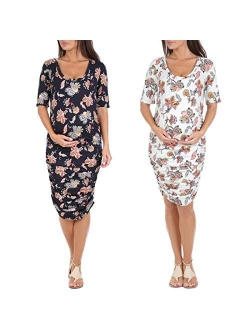 Womens 2-Pack Bodycon Ruched Maternity Dress