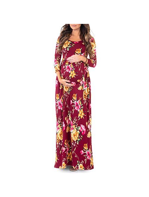 Mother Bee Maternity Long Sleeve Womens Ruched Dress with Pockets by Rags and Couture