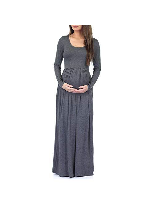 Mother Bee Maternity Long Sleeve Womens Ruched Dress with Pockets by Rags and Couture