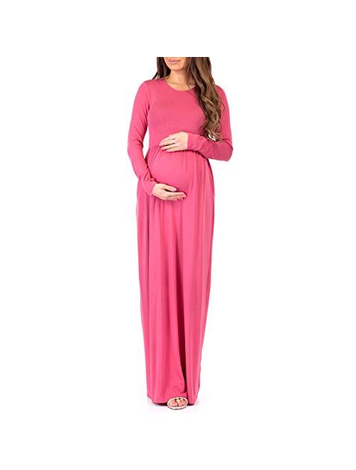 Mother Bee Maternity Long Sleeve Womens Ruched Dress with Pockets by Rags and Couture