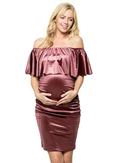 My Bump Maternity Dress Velvet - Premium Soft Stretch Baby Shower Photography Party Bodycon