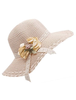 Bienvenu Little Girl Kids Summer Straw Hat Wide Brim Floppy Beach Sun Visor Hat