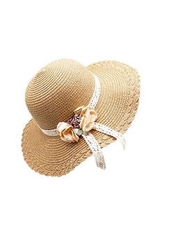 Bienvenu Little Girl Kids Summer Straw Hat Wide Brim Floppy Beach Sun Visor Hat