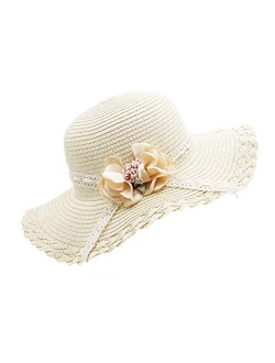 Bienvenu Little Girl Kids Summer Straw Hat Wide Brim Floppy Beach Sun Visor Hat