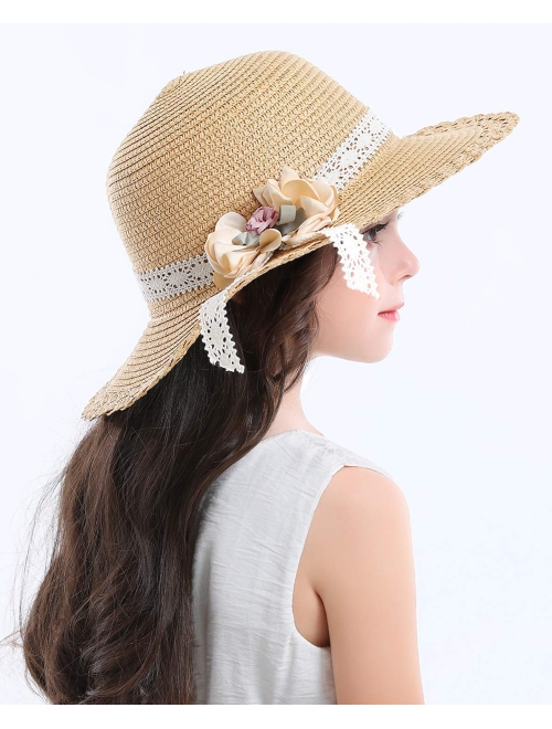 Bienvenu Little Girl Kids Summer Straw Hat Wide Brim Floppy Beach Sun Visor Hat