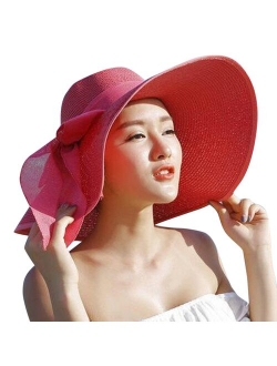 Summer Women Big Brim Straw Hat Fashion Solid Color Floppy Bowknot Sun Hats Foldable Beach Visor Hat шляпа женская летняя