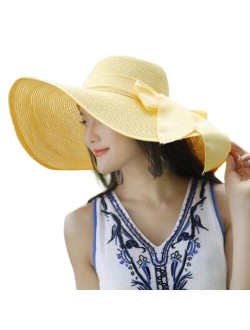 Summer Women Big Brim Straw Hat Fashion Solid Color Floppy Bowknot Sun Hats Foldable Beach Visor Hat шляпа женская летняя