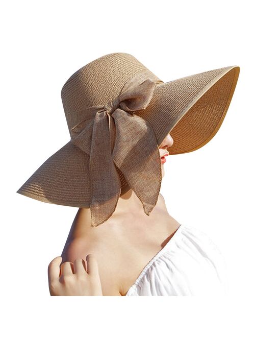 Summer Women Big Brim Straw Hat Fashion Solid Color Floppy Bowknot Sun Hats Foldable Beach Visor Hat шляпа женская летняя