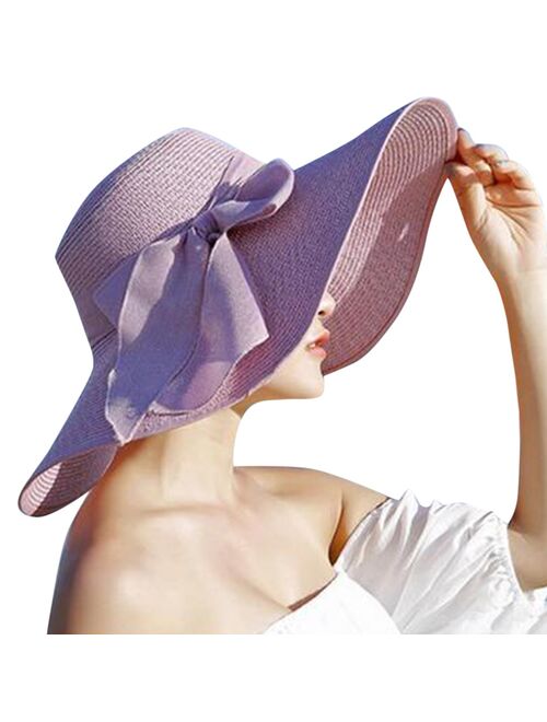 Summer Women Big Brim Straw Hat Fashion Solid Color Floppy Bowknot Sun Hats Foldable Beach Visor Hat шляпа женская летняя