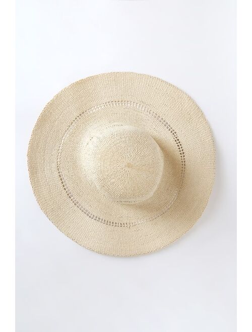 Lulus Sunny Attitude Beige Floppy Straw Hat