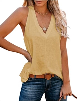 Uincloset Cotton Sleeveless With V Neck Relaxed Fit Top