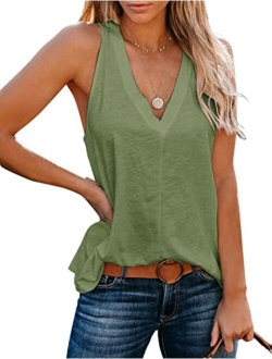 Uincloset Cotton Sleeveless With V Neck Relaxed Fit Top