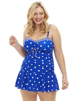 Always For Me Women's Plus Size Ruched One Piece Swimdress