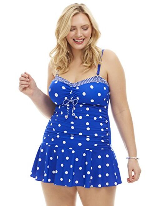 Always For Me Women's Plus Size Ruched One Piece Swimdress