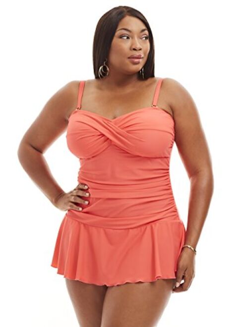 Always For Me Women's Plus Size Ruched One Piece Swimdress