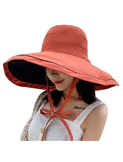 Women's Sun Hat Packable Reversible Bucket Hat UV Sun Protection Wide Brim Summer Beach Cap