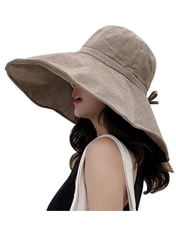 Women's Sun Hat Packable Reversible Bucket Hat UV Sun Protection Wide Brim Summer Beach Cap