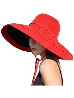 Women's Sun Hat Packable Reversible Bucket Hat UV Sun Protection Wide Brim Summer Beach Cap