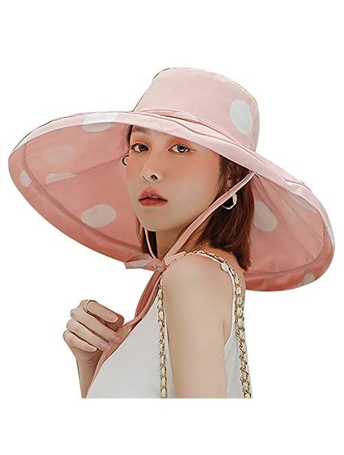 Women's Sun Hat Packable Reversible Bucket Hat UV Sun Protection Wide Brim Summer Beach Cap